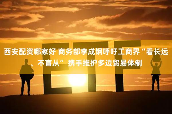 西安配资哪家好 商务部李成钢呼吁工商界“看长远、不盲从” 携手维护多边贸易体制